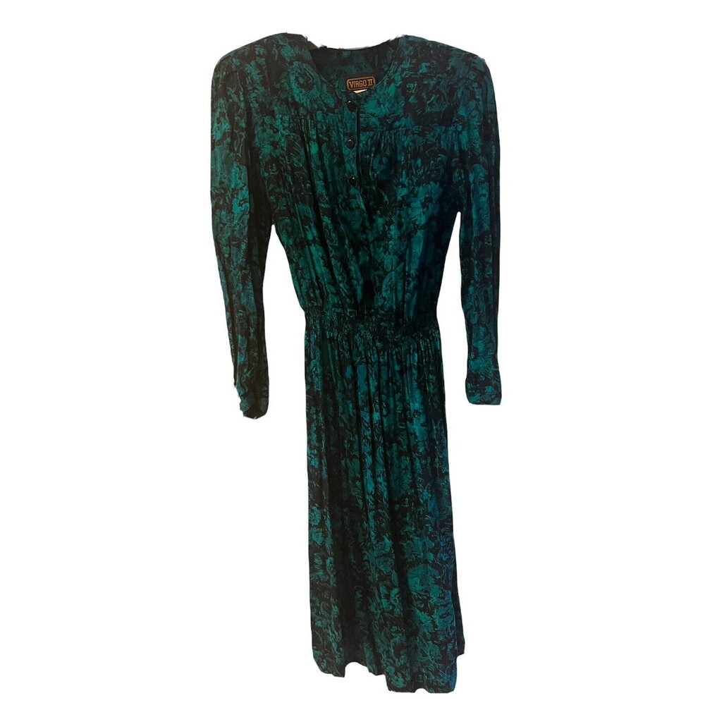 VIRGO II Dress Womens Sz 12 Shoulder Pads Midi Whimsygoth romantic Vintage Y2K - Picture 2 of 8
